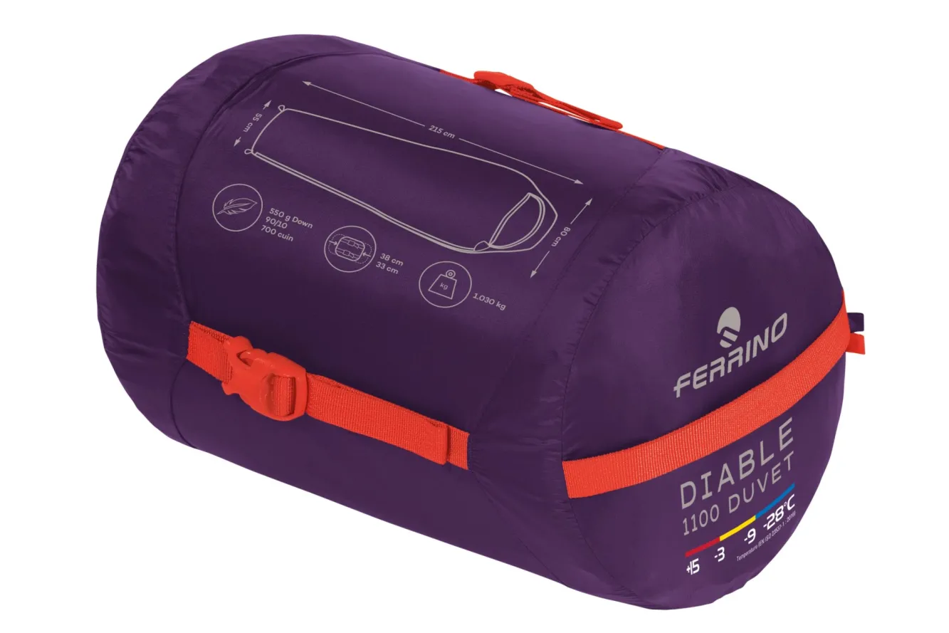 Ferrino SACCO DIABLE 1100 DUVET RDS DOWN purple> Piuma | Alpinismo E Scialpinismo