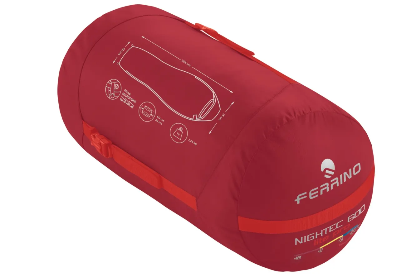 Ferrino SACCO NIGHTEC LITE PRO 600 M rosso> Sintetico | Alpinismo E Scialpinismo